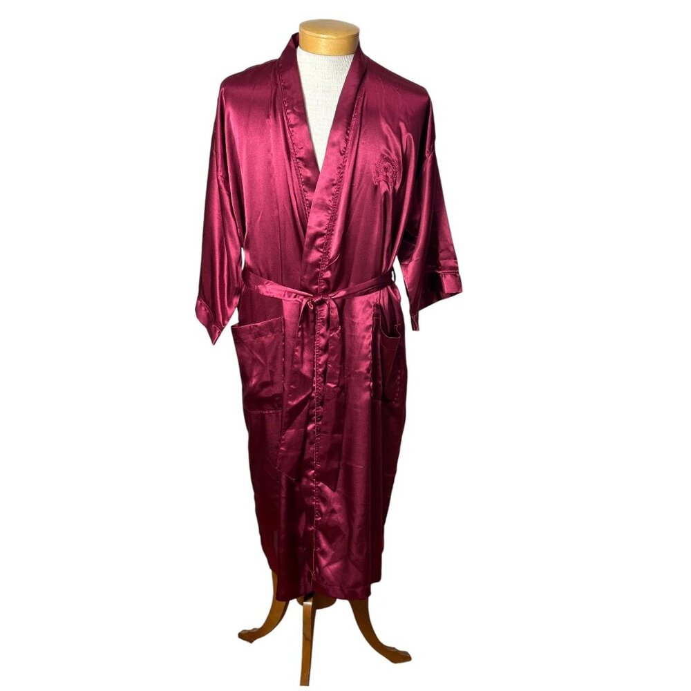 1980s vintage red satin robe Christian Dior Monsier One Size